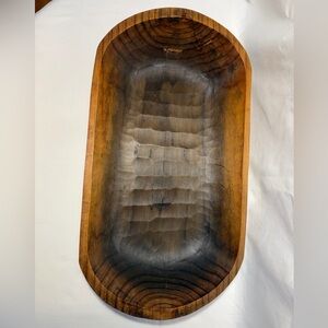 Vintage Hand-Carved Wooden Dough Bowl - Rich Brown